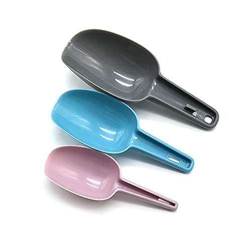 Krizkey 3 Pcs Multi-Purpose Plastic Nesting Scoop Spoons for Canisters Flour Cereal Popcorn Scoop Set Kirana Shop, Grocery, Grains, Sugar, Atta, Rice, Masala Powder, Ice Cream