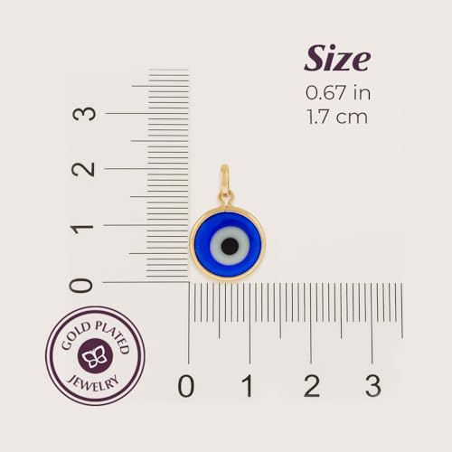 Rommanel 18K Gold Plated Pendant with Stone | Gold Plated Pendant with Dark Blue Evil Eye Stone | Stunning Evil Eye Stone Accessory for Any Occasion | Protective Amulet for Daily Wear, 0.673