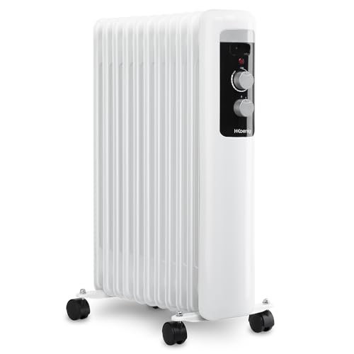 H.Koenig Radiateur à bain d'huile WARM110, 3 niveaux de puissance, Radiateur électrique, Faible consommation énergétique, Arrêt automatique, Thermostat...