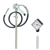 Groz Professional Manual Rotary Barrel Pump With Drum Level Indicator | NBR Seals | Steel Discharge Spout, Hose with Nozzle, Spring & Hose Clamp | Aluminum Die Cast | Horizontal Outlet