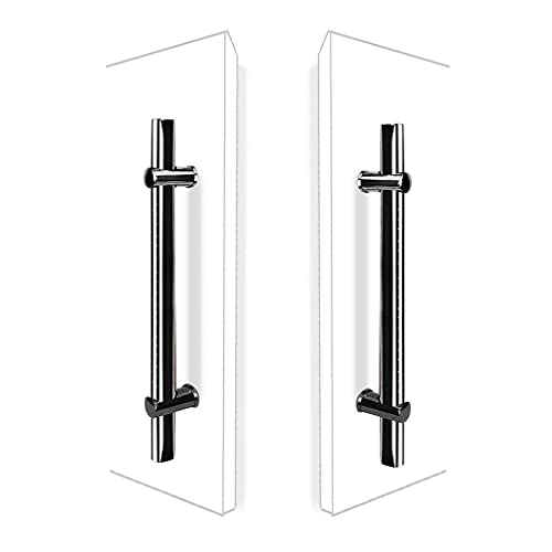 Manija De Puerta Rectangular En Forma De H De Acero Inoxidable Negro, De Empuje Y Tracción, Para Puertas De Oficina De Madera Maciza, Vidrio Y Acero, Color Negro, Longitu,Black-length 47.2 in