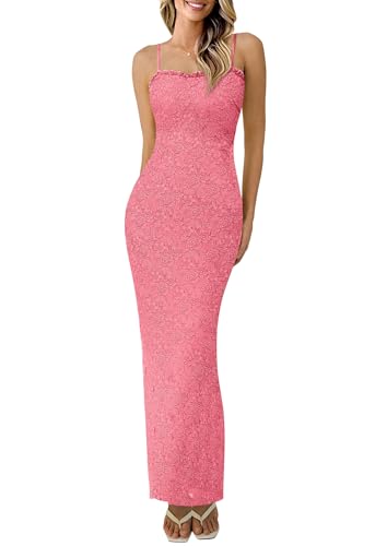 Image of PRETTYGARDEN Summer Dresses for Women 2026 Lace Floral Bodycon Semi Formal Party Wedding Guest Boho Maxi Dress