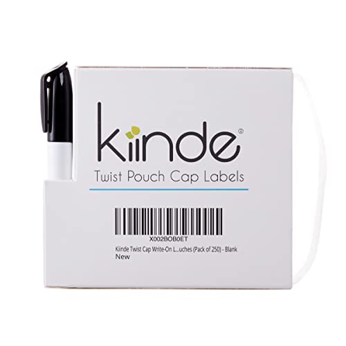 Image of Kiinde Twist Cap Single-Use Write-On Labels for Breast Milk and Baby Food Storage Pouches (Pack of 250) - includes Label Dispenser with Marker and Marker Holder - Blank
