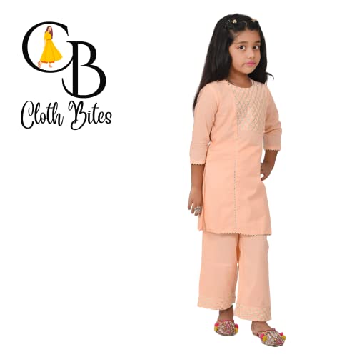 Image of Rayon Kurta Pant Set for Girl Child, Gota Work Kurti with 3 /4 Selvess, Round Neck Traditonal Dress,Ethnic Wear Kurti for Kids