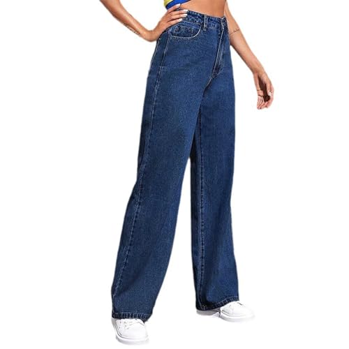 Sweatpants That Look Like Jeans for Women Wide Leg Sweatpants High Waist Baggy Straight Leg Boyfriend Jeans w/Pockets2