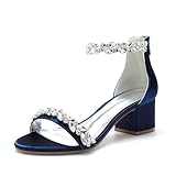 Miyoopark Bling M651 - Scarpe da sposa aperte da donna, Blu scuro, 37.5 EU