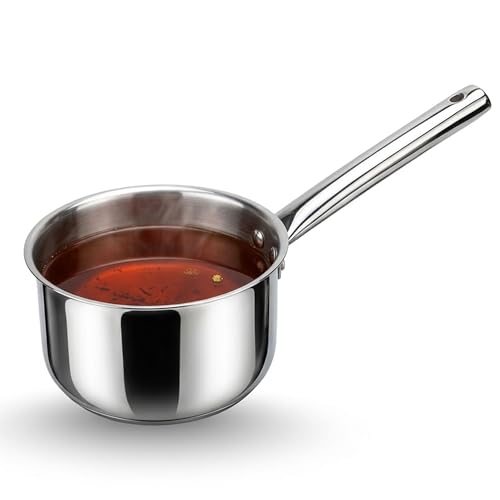 Image of Mumma's LIFE Sauce Pan for Tea | Stainless Steel Sauce Pan with Lid, Small Pan, 16Cm /6.2Inch, 1.7L, 0.56Kg, Induction Friendly, Quick & Even Heating, Durable 3-Layer Triply Bottom, 100% Toxin-Free