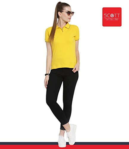 Image of Scott International Women's Regular Fit 100% Pure Organic Cotton Polo T-Shirt | Womens Polo Collar Neck T-Shirt | Cotton Plain Polo Neck Half Sleeve T-Shirt | Tshirts for Women