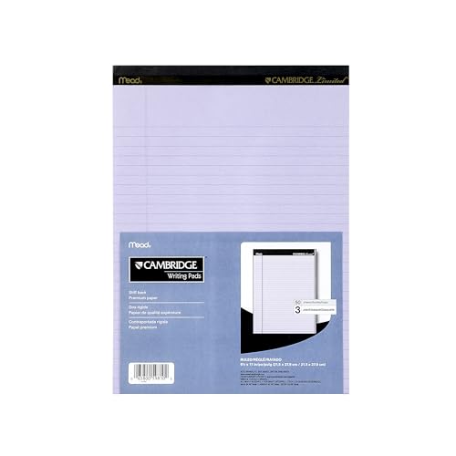Cambridge Limited Perforated Writing Pad, 8.5 X 11 Inches, Wide Ruled, 50 Sheets, Orchid, 3/Pack (59810) Orchid image 8
