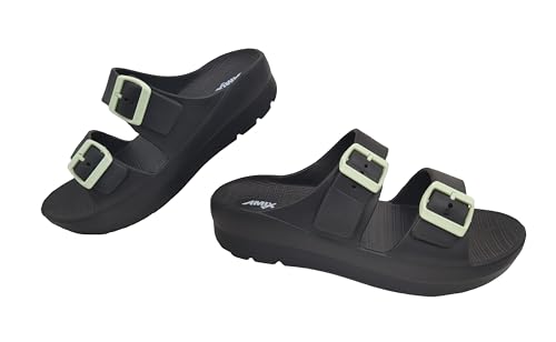 Originale Modello Copacabana Amix Modello Copacabana Ciabatte Donna Estive in Gomma, Sandali Doppia Fascia con Zeppa per Mare, Spiaggia, Piscina (Nero, Sistema Taglie Calzature EU, Adulto, Donna, Numero, Media, 38)