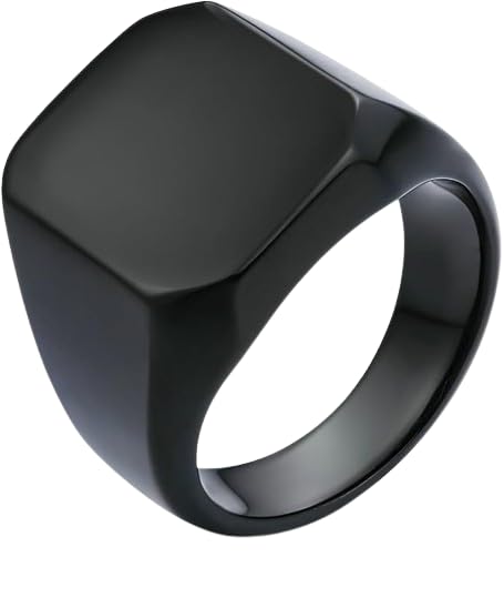 Rings For Men Square Geometrical Metal Stainless Steel Biker Ring Matt Black (7) (B0DC58R1X2) Amazon Price History, Amazon Price Tracker