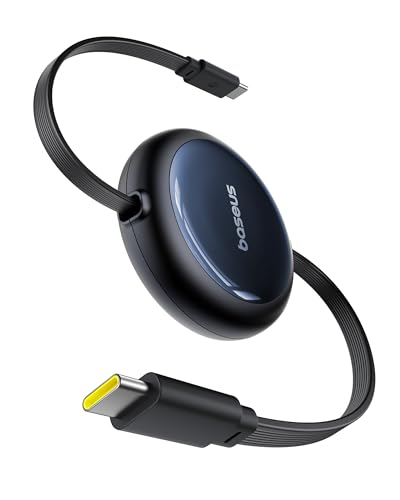 Baseus Retractable USB C Cable, 100W 4.9ft USBC to USBC Fast Charging Cable, 6-Stage Length Preset Retractable Type C Charger Cord for iPhone 16 15 Pro Plus Pro Max, MacBook, iPad, Galaxy S24/S23