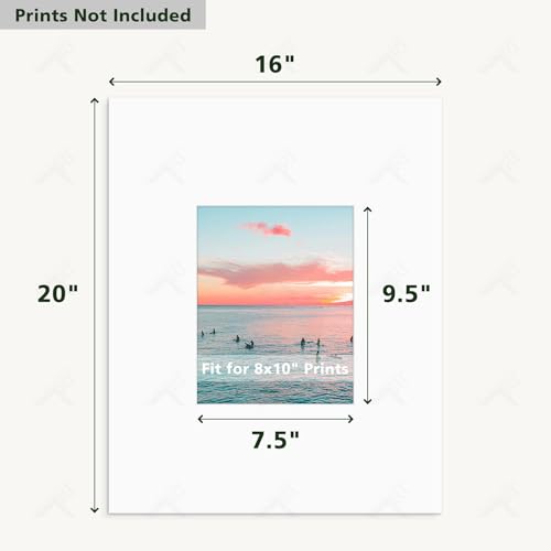 Golden State Art, Pack of 5, Pre-Cut 16x20 Picture Mats Bevel Edge 7.5x9.5 Opening for 8x10 Photos, White by Golden State Art - Image 2