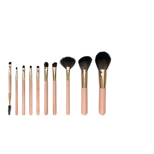 Pinceles de Maquillaje Juego De Brochas Maquillaje Portátil: Polvos, Colorete, Corrector, Cejas, Pelo Caballo, Sombra Ojos para Todas las Mujeres(Rosado)