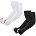 Newbyinn Manchons de Bras pour Hommes Femmes Jeunes, avec Trou pour Le Pouce, Protection Solaire UV, Protection de Tatouage, Refroidissement, Compression - 2 Paires: Noir + Blanc, Taille libre