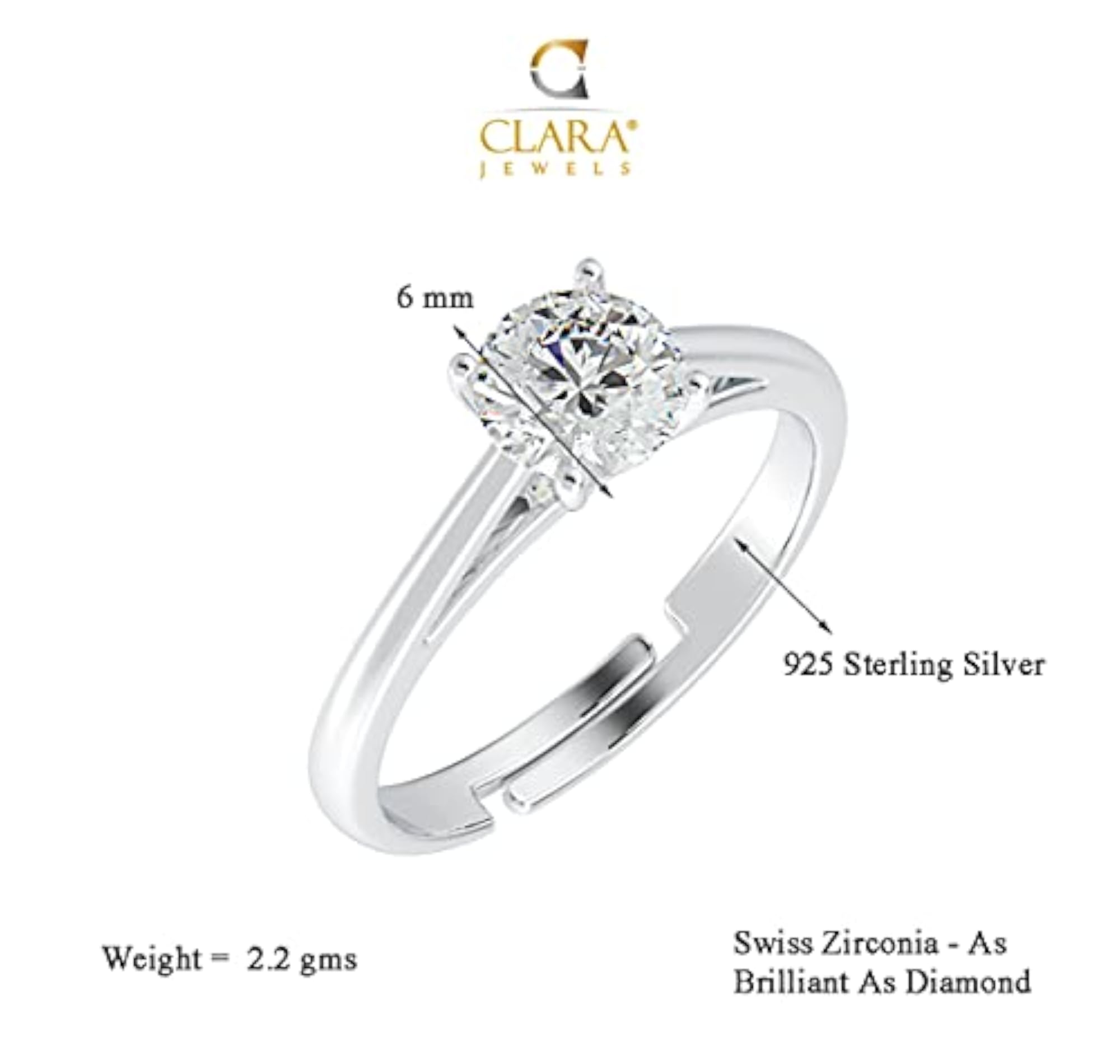 Pure 925 Sterling Silver Adjustable Luca Ring, Gift for Her