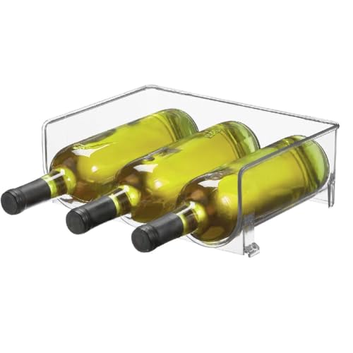 OnDisplay Clear Acrylic Stackable Wine Bottle Storage Organizer Rack – Durable Plastic Wine Holder for Kitchen, Countertop, or Pantry Organization (3 Bottle)