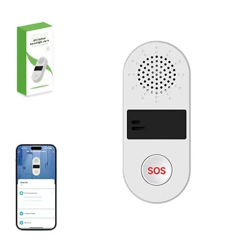 IHSENO Tuya WiFi SOS Wireless Caregiver Alert Call Button Strobe Siren Remote Alarm 130DB Sound & Light Security Alarm for Alexa, Google Assistant (2.4G WiFi) (1)