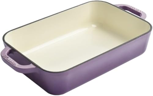 耐熱皿 くっつかない 鋳物ホーロー鍋 両耳焼き 洋食プレート グラタン/サラダ/パスタ/焼き魚/ステーキ用 バーベキュー/フライパン適用 オーブン/電子レンジ/食洗機対応 多機能 一人/家族/業務用 (パープル)