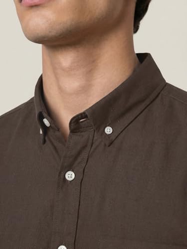Image of Urbano Fashion Men's Cotton Full Sleeve Regular Fit Solid Oxford Shirt with Button-Down Collar