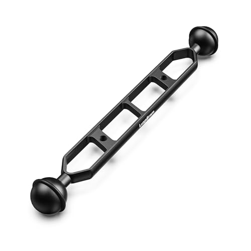 LUXAGRAM 9" Double Ball Arm for Underwater Photography, Professional Adjustable Dual Ball Joint Light Mount, Aluminum Alloy Clamp for Camera Tray, Video Lights&Strobes