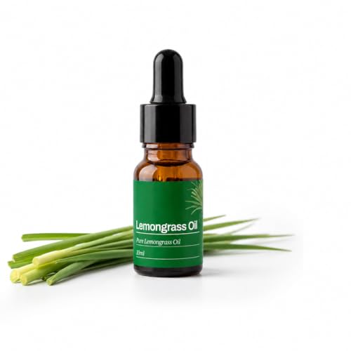 Image of My Pahadi Dukan 10ml Lemongrass Essential Oil, 100% Pure Steam Distilled, Aromatherapy, Skin Care, Stress Relief, Chemical-Free & Undiluted, Natural Antibacterial & Antifungal, Supports Clear Skin & Oil Control