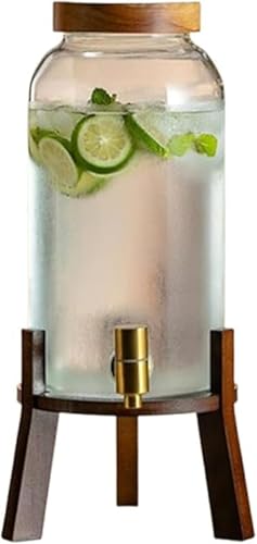 CokBlu 漏れ防止設計で安心使用 レストラン・パーティー・ホテルに最適透明ガラス製 蛇口付きドリンク容器 大容量冷水ボトル兼ジュースバケツセット フルーツティー・コールドブリュー・ジュースに対応