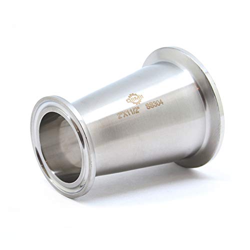 Qiimii Sanitary Tri Clamp Concentric Reducer Tri Clamp Clover Fittings Stainless Steel 304 Reducer (Size: 2 Inch X 1.5 Inch) #TOP2