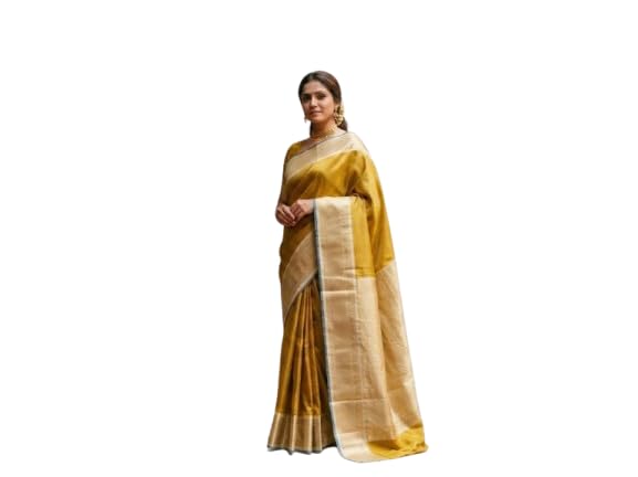 Women Golden Silk Saree with Blouse Piece | Traditional Ethnic Saree for Wedding, Festive, Party & Special Occasion Wear-image-34