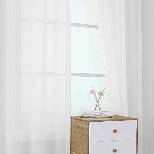Keqiaosuocai Pure White Sheer Curtains For Windows 63 Inch Length - Grommet Voile Textured Soft & Lightweight Window Dressing For Bedroom Decor,W54 X L63, 2 Pieces #TOP6