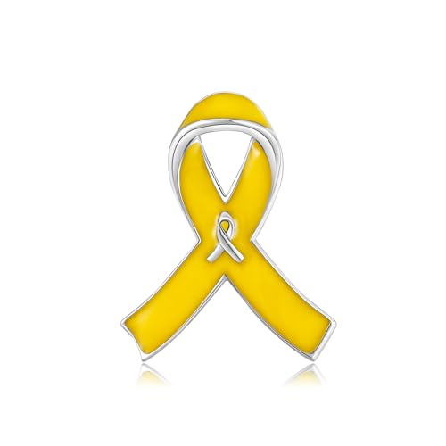 Rosa/Gelb/Blau/Orange/Teal und lila Ribbon Pin 925 Sterling Silber Brust/Bulk Kolon/Leukämie Nierenkrebs Bewusstsein Ribbon Brosche Raise Awareness Charity Fundraiser Pins (Yellow)