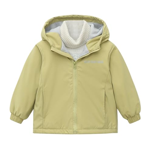 Kids Windbreaker Jacket Boys Girls Thick Fleece Zip Up Hooded Dust Coat Fall Winter Warm Soft Proof Outerwear