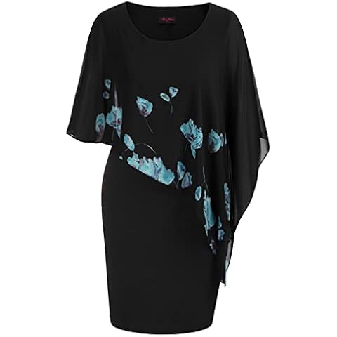 Vestido de Gasa de Talla Grande con Capa Slim Fit Cover