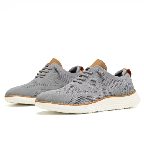 Zapatos formales Oxford cómodos de malla transpirable gris para hombre de vestir 7