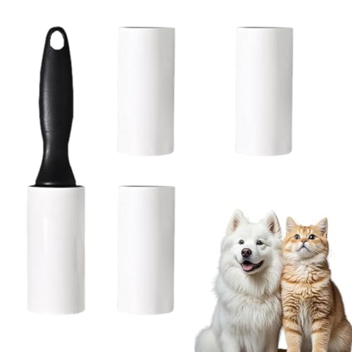 WUSJCOF 1 distributeur et 4 rouleaux, rouleau anti-peluches réutilisable, rouleau anti-peluches pour poils d'animaux, vêtements, poussière et cheveux,...