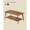 VASAGLE Coffee Table, 2-Tier Living Room Table with Storage, Center Table with Rounded Corners, 21.7 x 39.4 x 17.7 Inches, Easy to Assemble, Honey Brown ULCT249K01