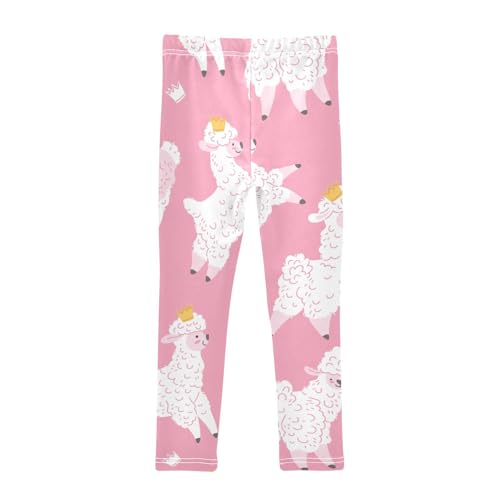 Alpaca with Crown Girls Leggings,Workout Leggings for Girls Toddler Athletic Legging Size for 3-10T2