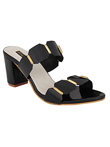 Shoetopia Womens/Girls Black Solid Heels-EU38