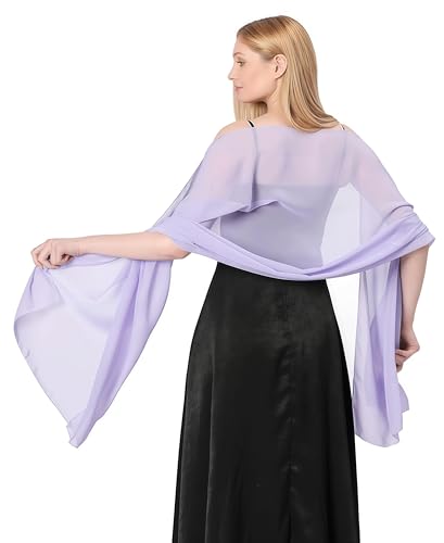 Etoles Femme Mariage Chales en Satin Echarpes Chic Longue Wrap Foulard en soie femmes châle Écharpe en soie Silk Scarf Women Chiffon Shawl (violet clair)