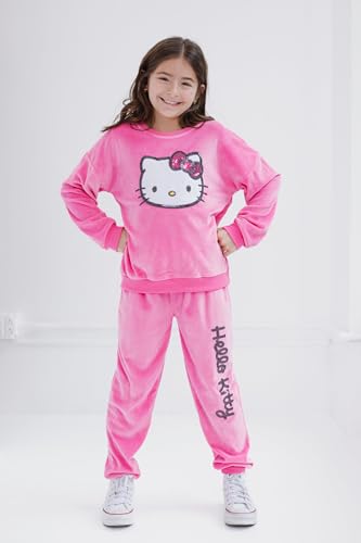 Image of Hello Kitty Girls' 2-Piece Sweatshirt and Joggers Set Toddler to Big Kid | 2-Piece Coordinated Set, Pullover Sweatshirt, Comfortable Jogger Pants, Ribbed Trim, Easy Pull-On Dressing