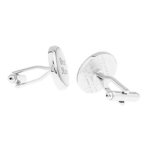 Mancuernillas redondas plateadas para hombre KnBoB miniatura 2