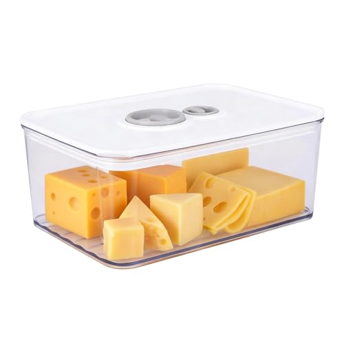 Generisch Käsedose Kühlschrank mit Datumsanzeige 1250ml Luftdichter Käsebehälter Stapelbar Käsebox für Wurst Aufschnitt und Käse Aufbewahrung BPA-frei