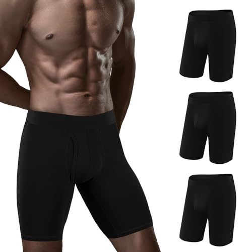 5Mayi Mens Underwear Cotton Boxer Briefs 9 Inch Long Leg Boxer Briefs for Men Pack