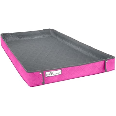 Paw Inspired Critter Box Washable Cage Liner, Reversible Fleece Bedding with Raised Sides for Guinea Pigs and Other Small Animals (C&C 2x4 (14" Grids), Gray/Pink) Cover