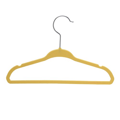 BriaUSA Kids Baby Clothes Hangers Yellow Steel Hooks –Ultra Slim, Sturdy Saves You Extra Space – Set of 10
