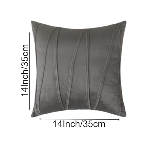 Image of Amazon Brand - Umi Decorative Striped Throw Pillow Covers 14 X 14 Inch,Soft Solid Velvet Pillow Covers Cushion Case with Zigzag Pattern for Sofa Bedroom 35 X 35 Cm (Pack of 5) Grey