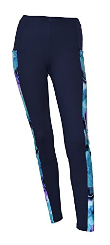 Private Island Women UPF 50+ Side Pockets Long Leggings Pants Swim Beach Swimsuit Rash Guard Bathing Bottom (XL, Navy JV)