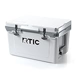 RTIC Ultra-Light 32 Quart Hard Cooler Insulated Portable Ice Chest Box for Beach, Drink, Beverage, Camping, Picnic, Fishing, Boat, Barbecue, 30% Lighter Than Rotomolded Coolers, White/Grey