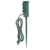 6 Outlet Green Color Double Sided Outdoor Power Strip, Yard Power Stake Weatherproof Cover and ON/Of