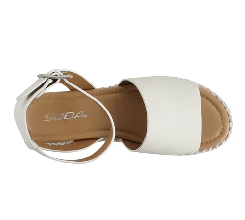 Image of Soda Topic Open Toe Buckle Ankle Strap Espadrilles Flatform Wedge Casual Sandal
